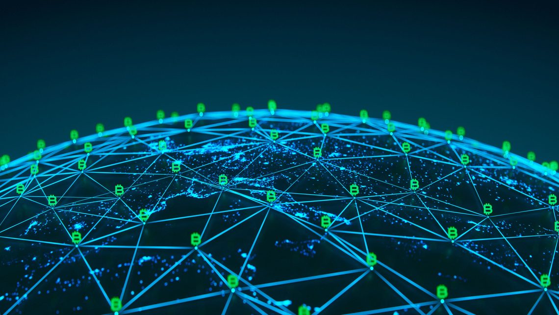 vector image of globe with connecting lines and graphics