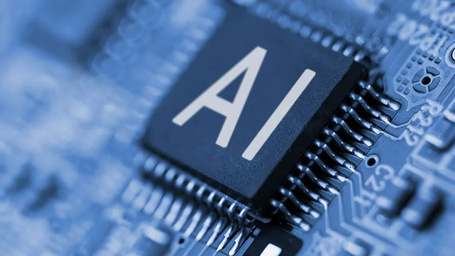 Graphic representation of microchip with letters AI