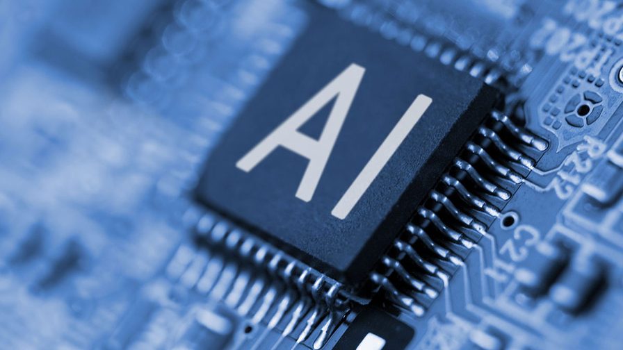 Graphic representation of microchip with letters AI