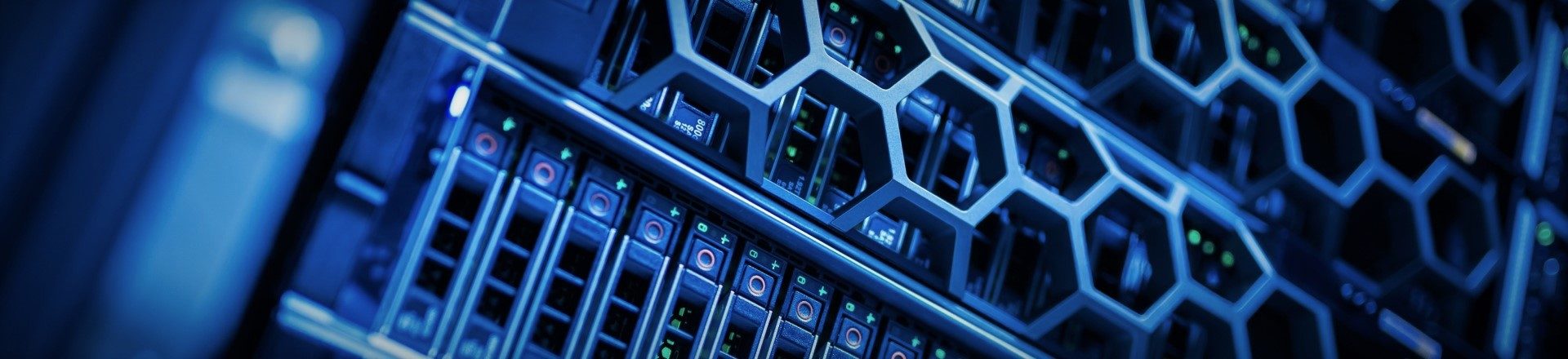 macro image of computer server with honeycomb detail