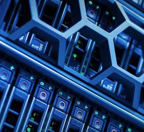 macro image of computer server with honeycomb detail