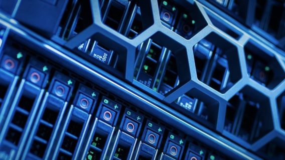 macro image of computer server with honeycomb detail