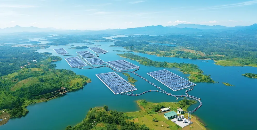 aerial view of solar panels in Indonesia