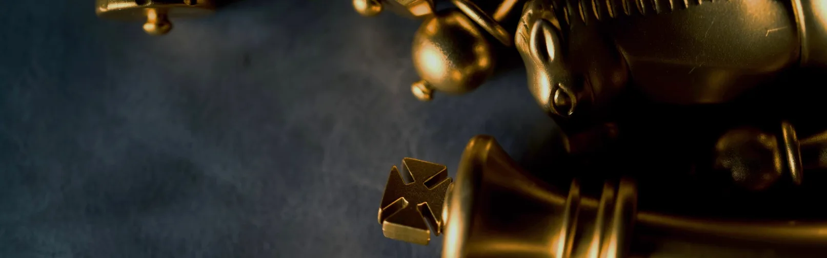 close-up of chess pieces