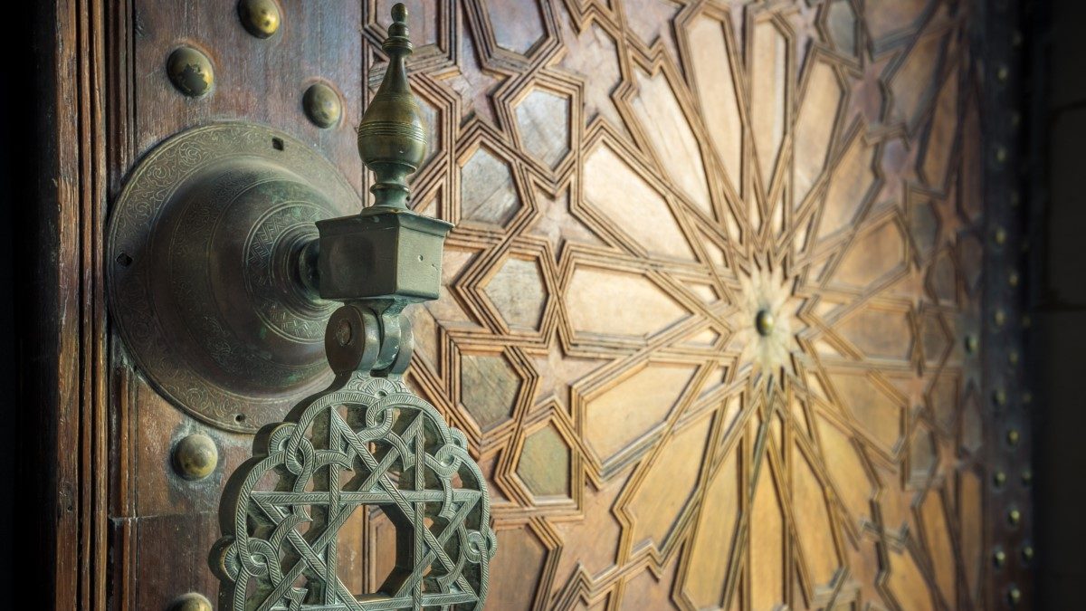 close up image of door with moroccan motifs