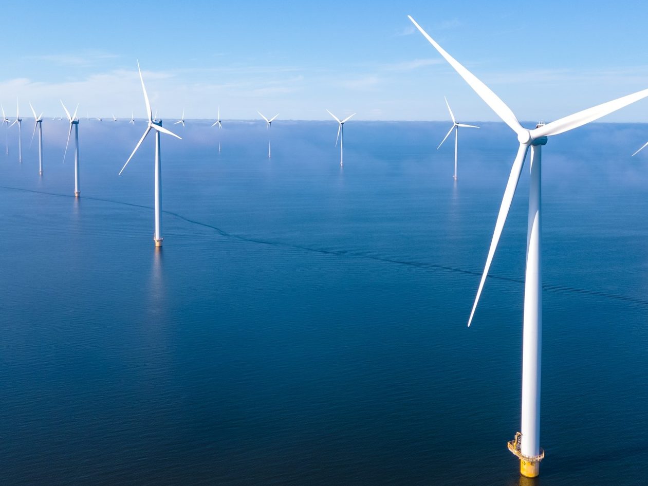 offshore wind turbines in sea