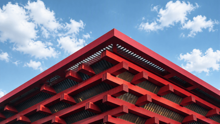 architectural detail of china art museum in shanghai