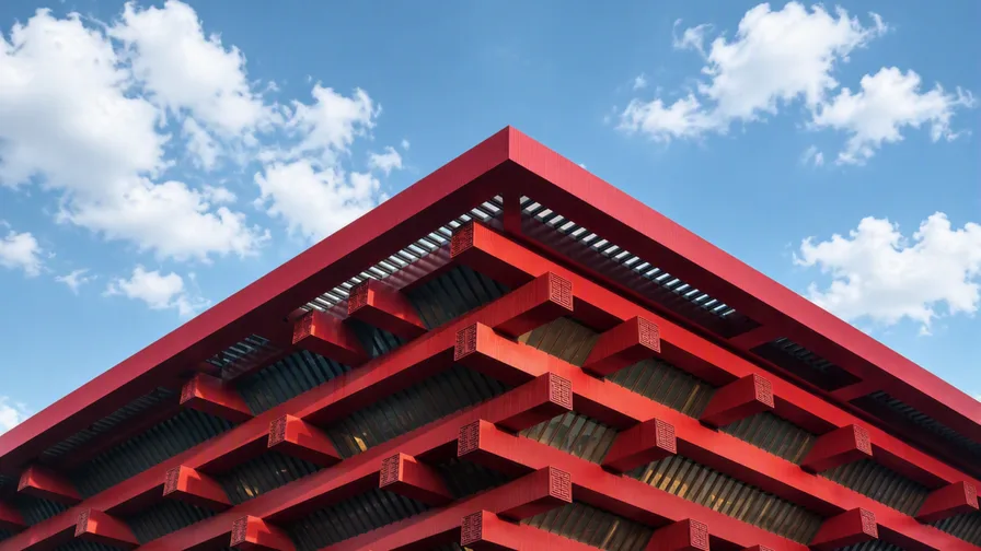 architectural detail of china art museum in shanghai