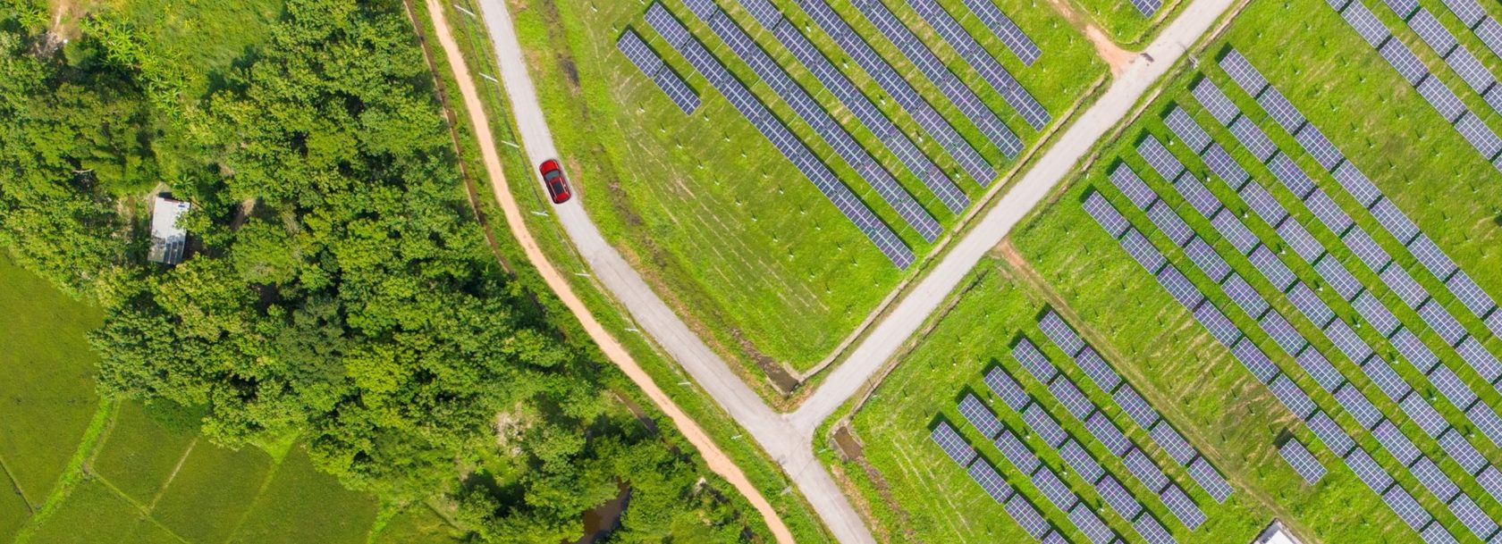 aerial view of solar farm