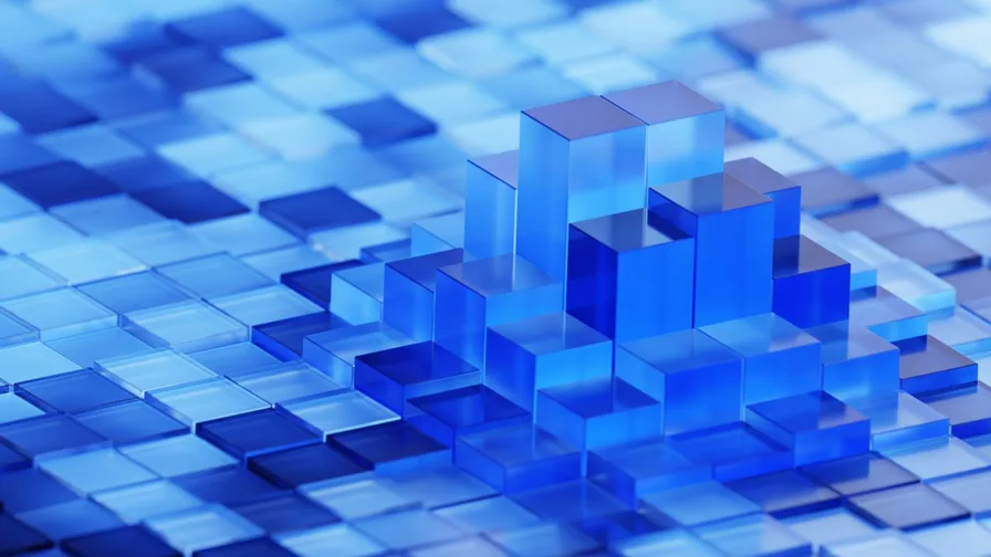 collection of blue cubes stacked up