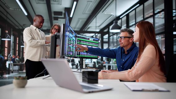 group of analysts conducting business data audit