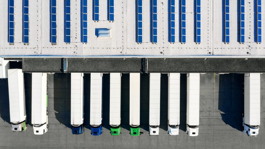 Arial view of trucks