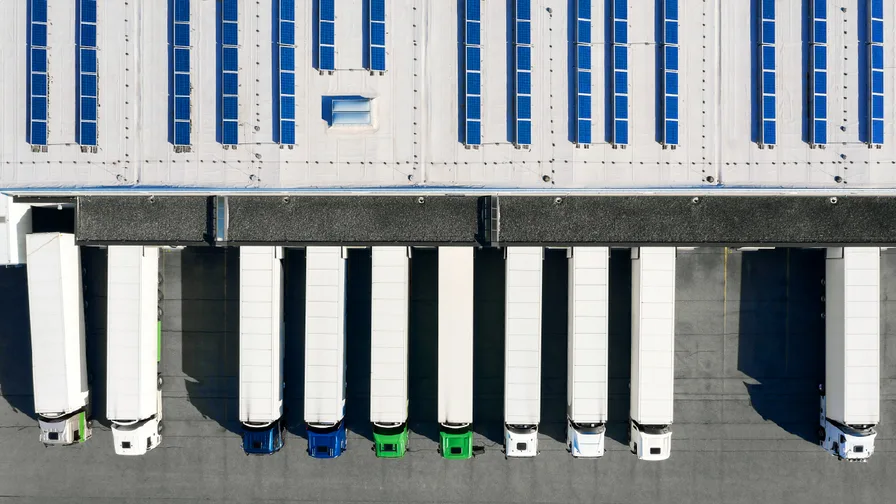 Arial view of trucks