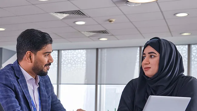 Colleagues talking