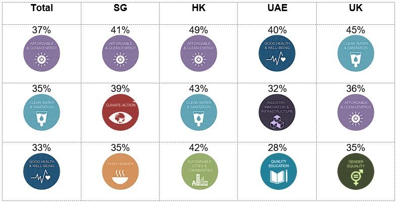 Top 5 Sustainable Development Goals currently supported across the markets