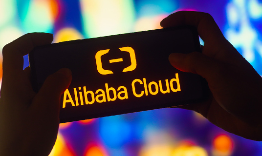 Alibaba Cloud seen on a mobile phone.