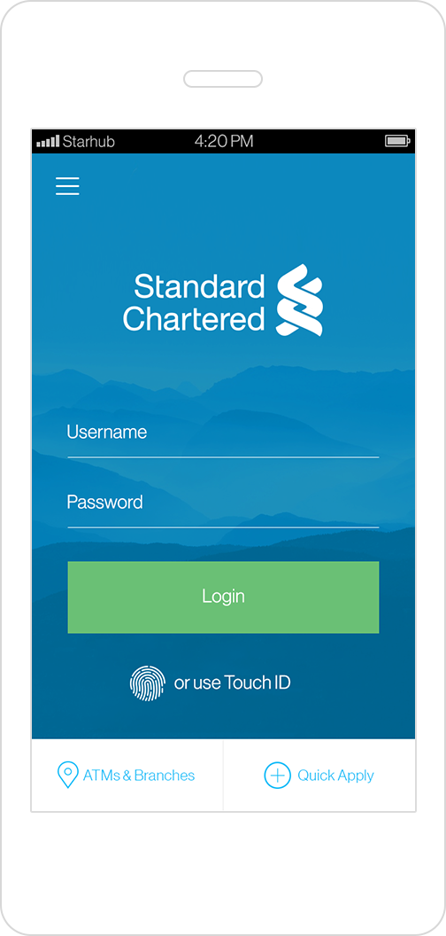 fingerprint icon in the mobile banking login screen