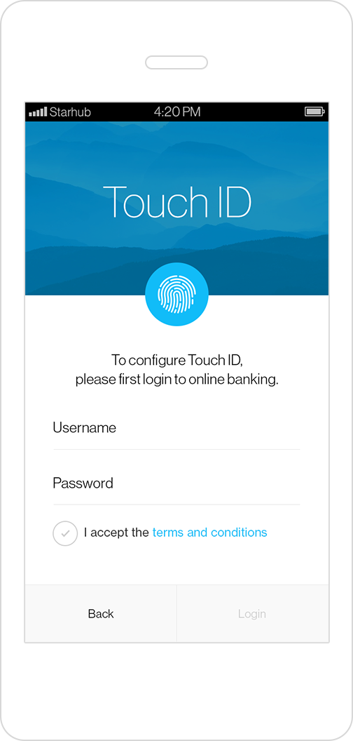 fingerprint icon for online banking username and password