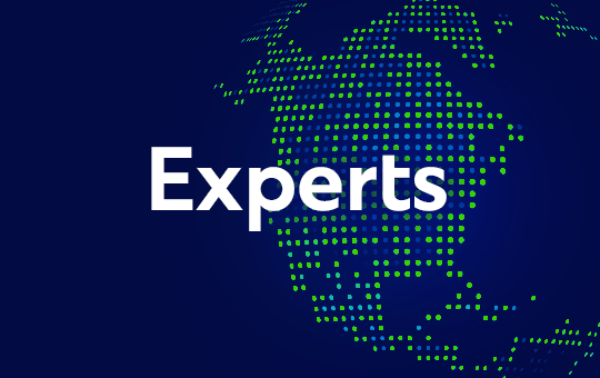 Text "Experts" on blue background