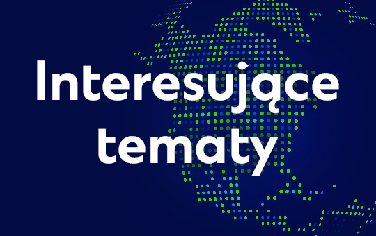 Text "Interesujące tematy" on blue background