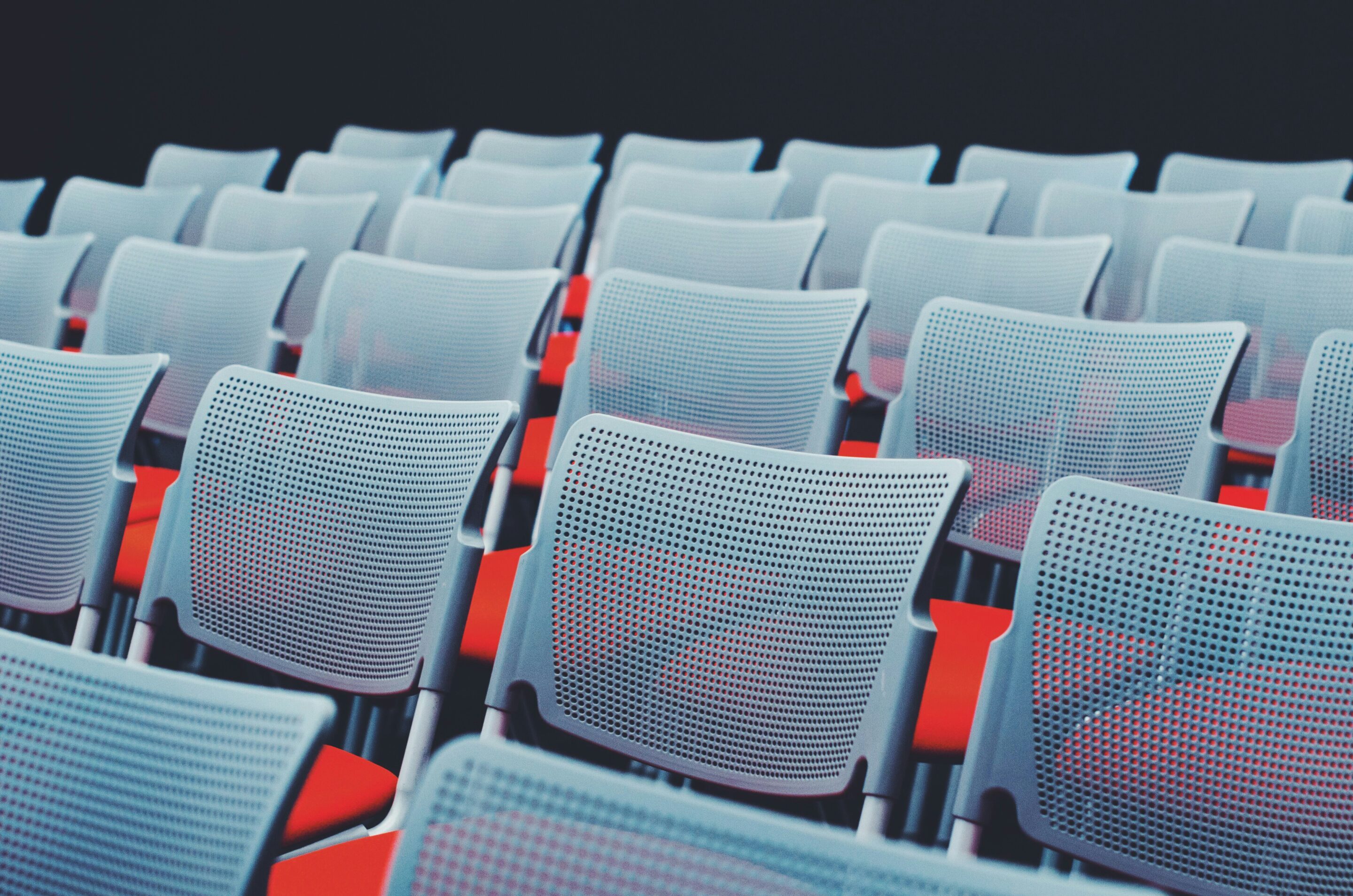 Grey and red chairs