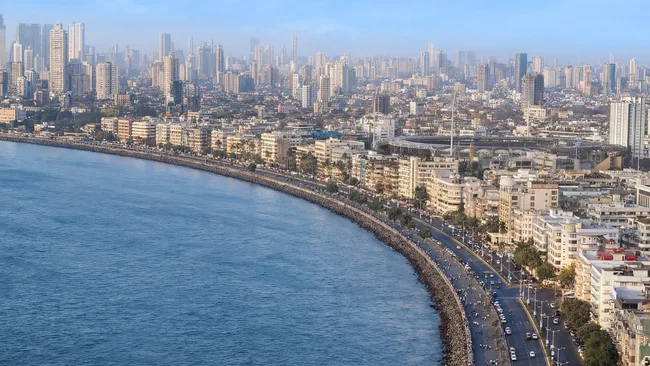 Marine Drive, aka the Queen's Necklace, is a 3-kilometre-long boulevard in South Mumbai.