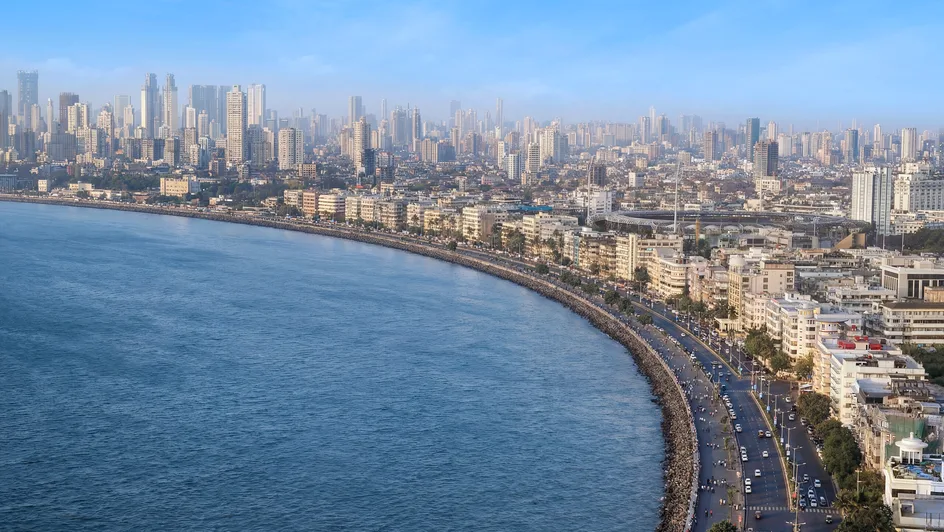 Marine Drive, aka the Queen's Necklace, is a 3-kilometre-long boulevard in South Mumbai.