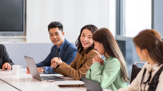 group of colleagues talking