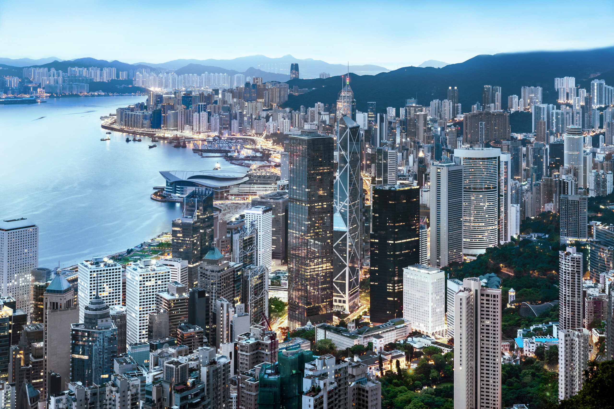 aerial view of hong kong from the peak