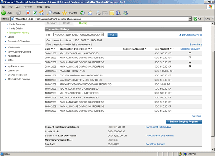 Standard Charted Online Credit Card Payment