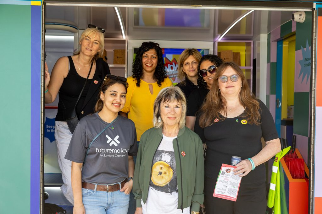 Group of people on the WOW bus