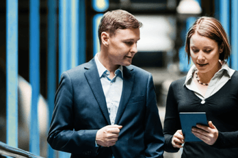 two colleagues talking