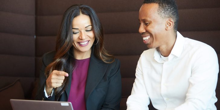 two employees working